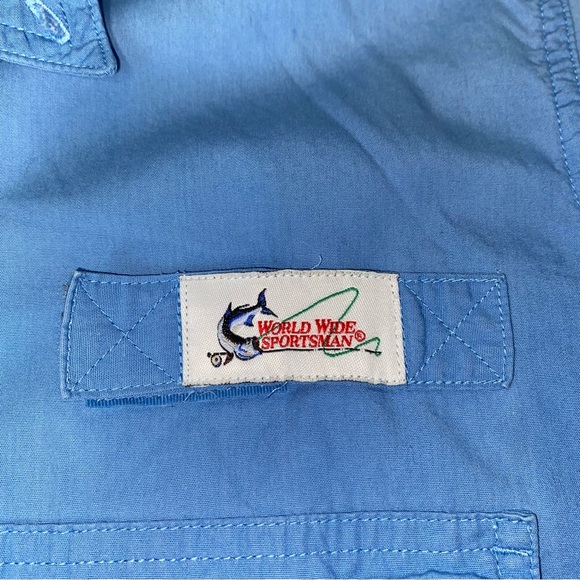 Worldwide Sportsman Shirt Men's L Blue Button Down Vented Cape Back Fishing - Picture 3 of 9